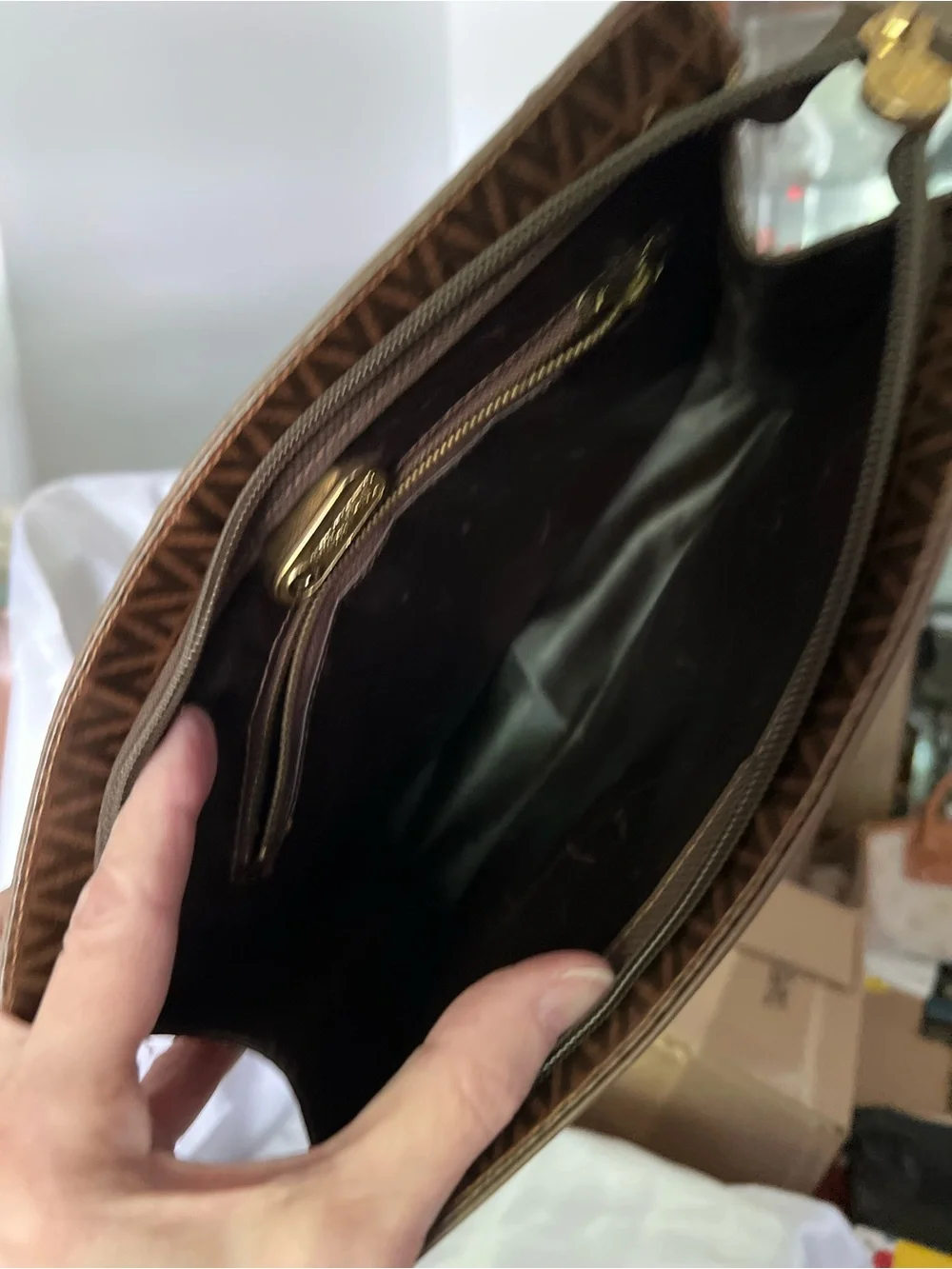 Mario Valentino Brown Monogram Clutch